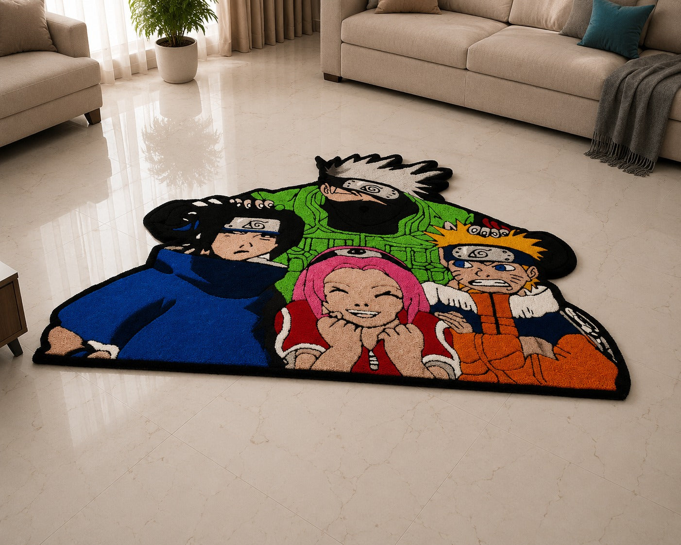 Handmade Naruto Team 7 Tufted Rug
