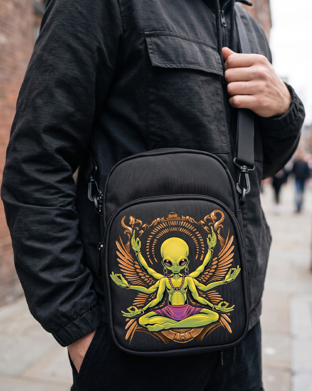 Alien meditating sling bag Pro